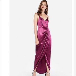Express Satin Wrap Front Maxi Dress S
